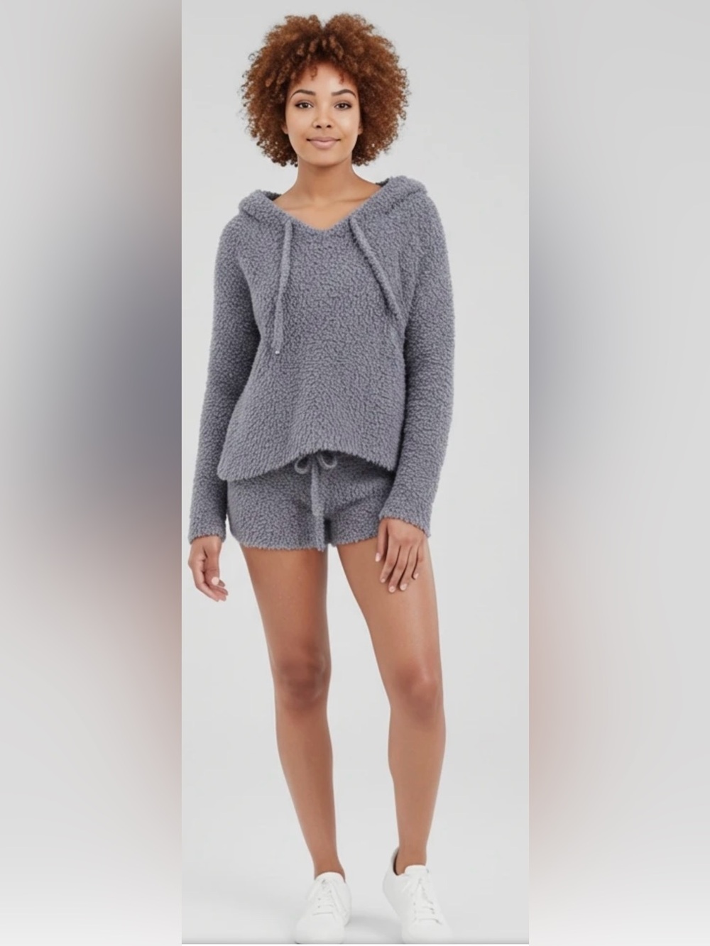POL Plush Hooded Lounge Top hoodie - Gray